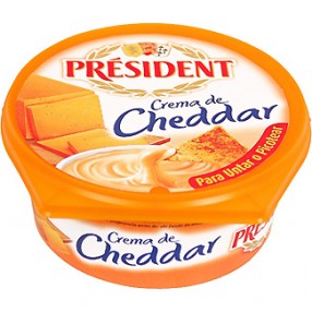 Crema de queso cheddar PRESIDENT tarrina 125 grs